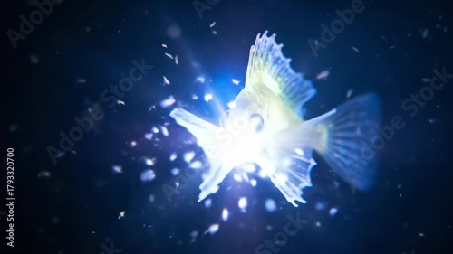 Bioluminescent Deep Sea Fish emitting Bright White Light