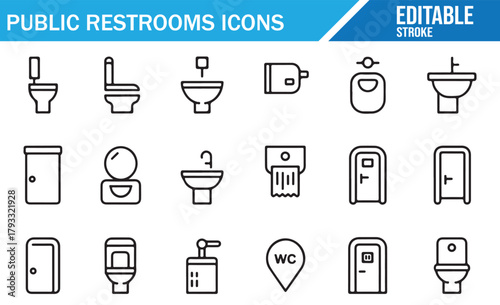 Bathroom Door and WC Symbol Icons Collection for Public Spaces