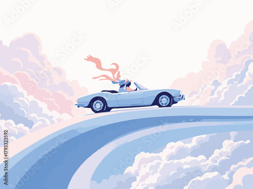 Couple road trip sunset beach vector