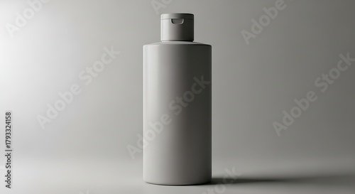 Unbranded light gray plastic bottle with flip-top cap on a neutral studio background.