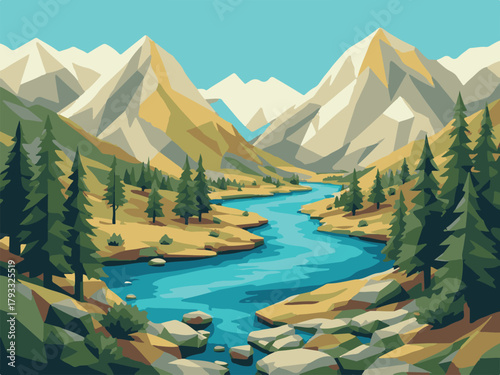 mountain landscape with lake