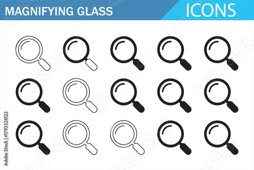 Zoom and examine tool outline icons for data and UI projects