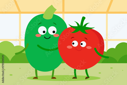 Tomato and zucchini pals