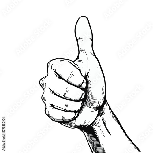 Thumbs up hand gesture line art illustration