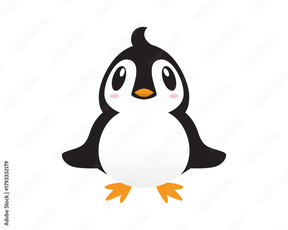 Obraz premium Cute Penguin with Sitting Gesture visualized with Simple Illustration