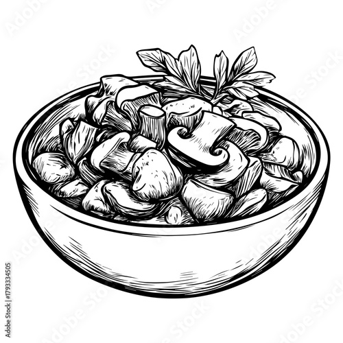 Hand Drawn Beef Stroganoff Sketch Illustration – Classic Food Art