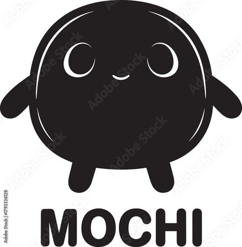 Simple cute mochi character mascot silhouette vector illustration flat monochromatic design element for brand identity.