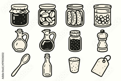 Tag farm canned icon stopper vector bottle vegetables icons olive jam goods