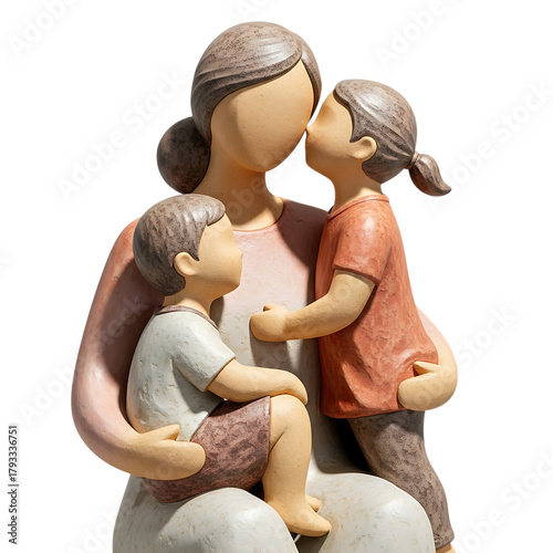 Mother and two children, a boy and a girl, embracing and sharing a tender moment
