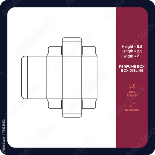 Cosmetic or Perfume Box Die-line Editable Vector Die Cut