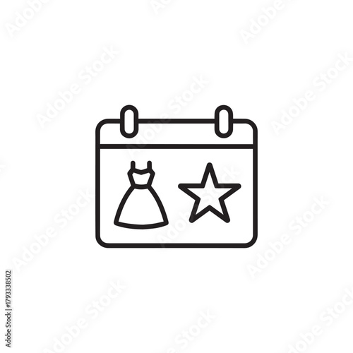 A calendar icon with a dress and a star, symbolizing an important event or appointment
