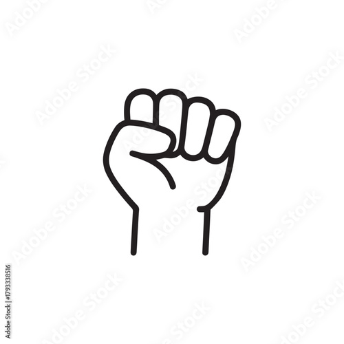 A clenched fist icon, symbolizing power, protest, solidarity, or strength