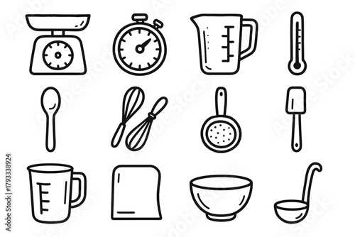 Icon sieve vector ladle s kitchen cup jug scraper spoon baker tool