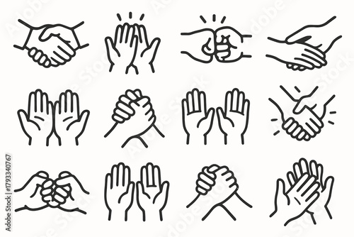 Raised hand bump palms teamwork hands connection mutual vector icon gesture touch