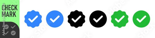 Verified badge icon tick symbol vector approved check mark icon. set of checkmark icons. for approval, verification, and success designs 