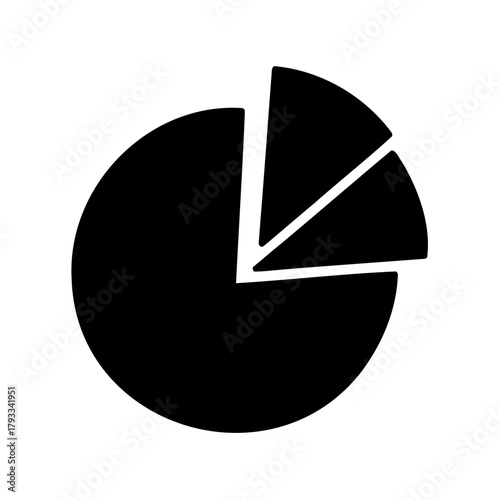 Simple black and white pie chart graphic illustrating statistical data distribution