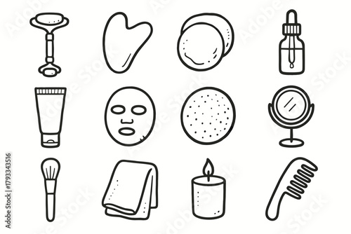 Brush icon tool vector stone beauty face towel serum tube icons lotion