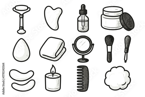 Beauty roller icons face vector icon tool ball candle hair mask eye