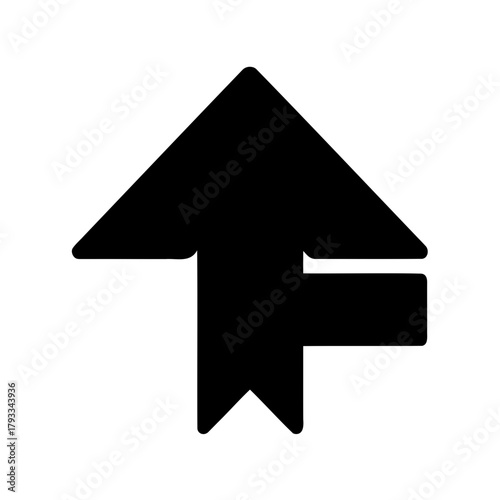 Stylized black upward arrow with additional geometric shapes in minimalist design