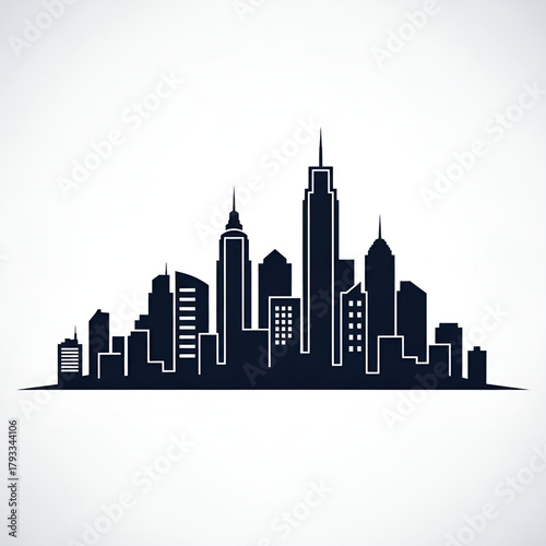 Urban Skyline Logo Design Vector, Isolated on White Background