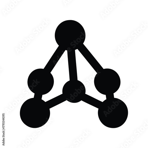 Black network icon with interconnected nodes representing a hierarchical structure