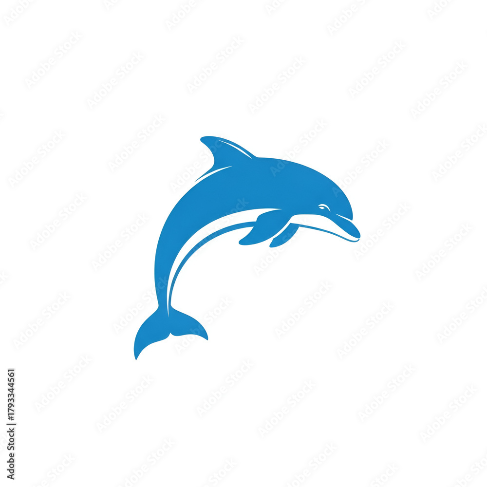 Fototapeta premium Blue Jumping Dolphin Logo Isolated on White Background