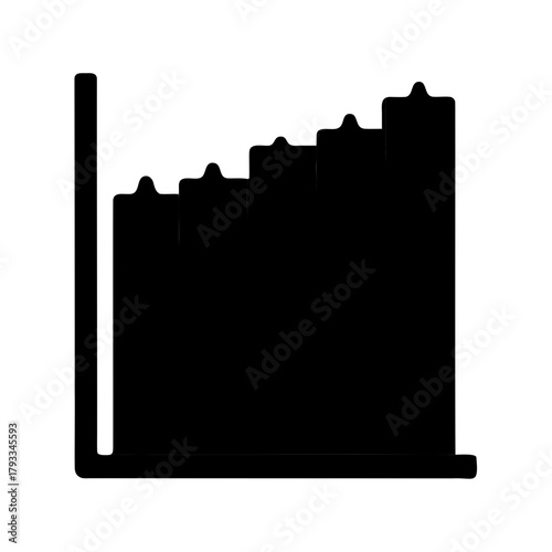Silhouette of Bar Graph with Increasing Steps on the Right Side