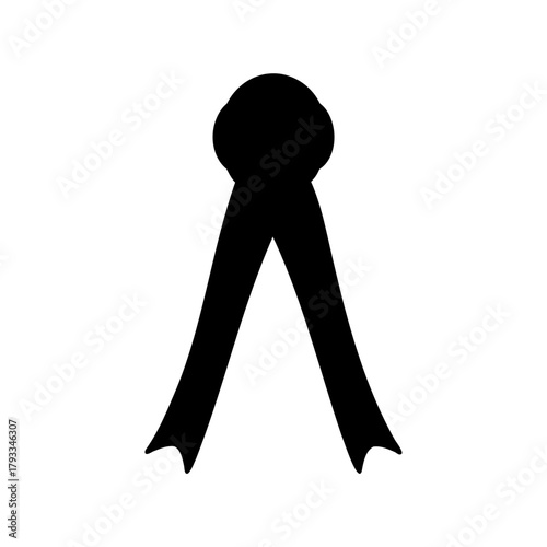 Simple black ribbon illustration on a white background for various uses