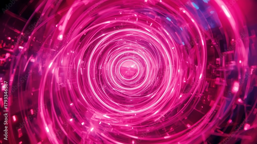 Obraz premium Abstract swirling pink light tunnel with glowing energy
