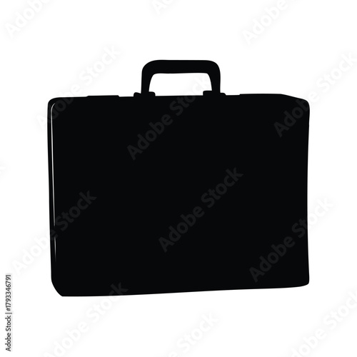 Black silhouette of a briefcase on a white background representing business