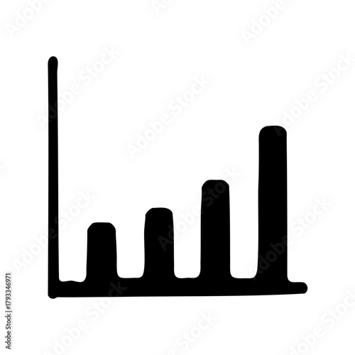 Simple upward trend graph illustration with increasing bars and long vertical axis
