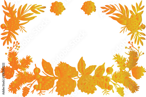 Elegant watercolor floral frame in warm orange and yellow hues for invitations, greetings, and designs needing a touch of vibrant natural beauty and festive charm