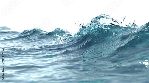 Fototapeta Naklejka Na Ścianę i Meble -  Closeup of a powerful ocean wave crashing and splashing, the water is crystal clear and blue