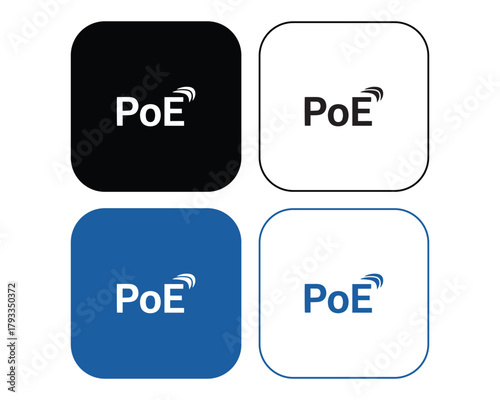 Power over Ethernet PoE Icons Modern Technology Network Design