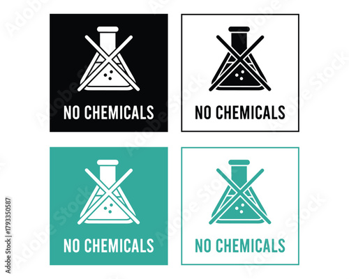 No Chemicals Icon Set Chemical Free Product Labels