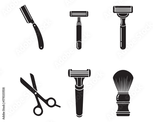 Barber Tools Icon Set Hairdressing Grooming Vector Silhouette
