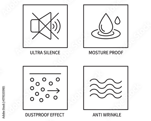 Minimalist Icons Set Vector Product Features Quality Protection