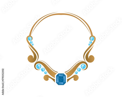 Beautiful and Shiny Crystal Necklace Tiara Illustration