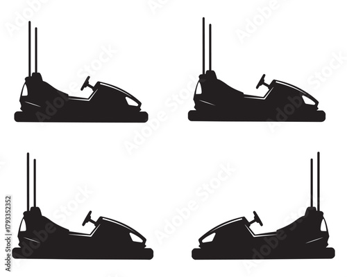 Retro Bumper Car Grid Pattern Black and White Illustration