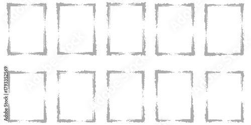 Grunge frames collection: hand-drawn distressed rectangular borders and textures