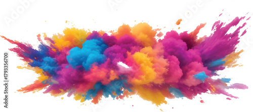 Colorful artistic watercolor paint splashes and ink stains on a white background with a bright, rainbow splatter design texture