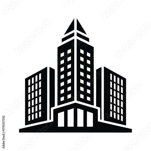 Modern urban architecture icon symbolizing corporate headquarters, city development, and real estate business growth with a sleek, minimalist design perfect for professional branding