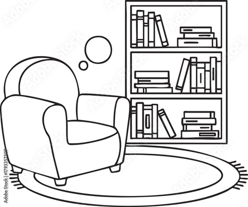 Office furniture scene with a chair and table in a simple interior setting