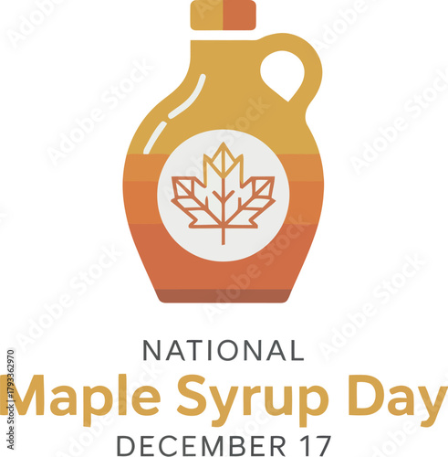 National Maple Syrup Day design featuring an amber jug with a Canadian maple leaf icon, celebrated annually on December 17 
