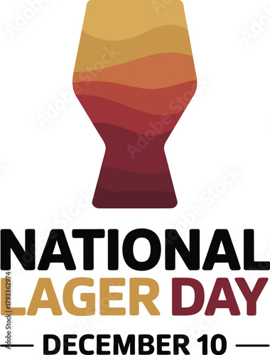 National Lager Day illustration featuring abstract beer glass with layered brown and golden liquid, celebrated on December 10