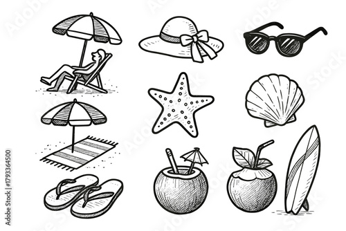Day icon icons umbrella vector relaxing hat sunglasses beach sun surfboard