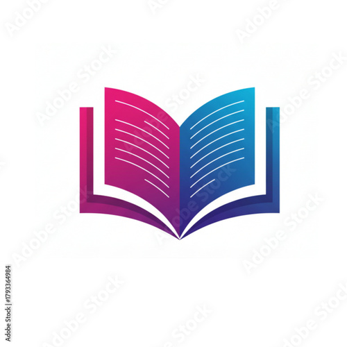 Vibrant Open Book Logo Icon Gradient Design for Education, Learning, and Digital Library