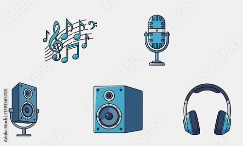 Music Production and Audio Equipment Illustration.