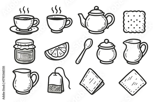 Honey milk lemon tea icon drink vector sugar warm set teacup