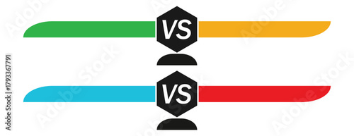 Versus (VS) Comparison Battle Infographic Bars Template, Competitive Matchup Design Element for Presentation